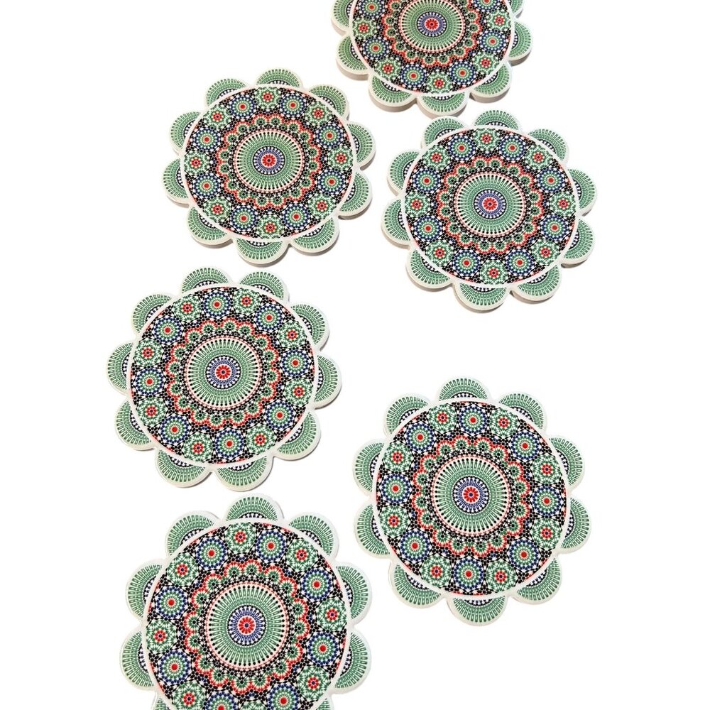 Ceramic Moroccan Coasters Mosaic Hanna Set of 6
